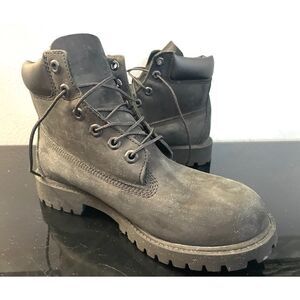 Timberland Premium Junior Waterproof Black Nubuck Boots - Size 6 Medium